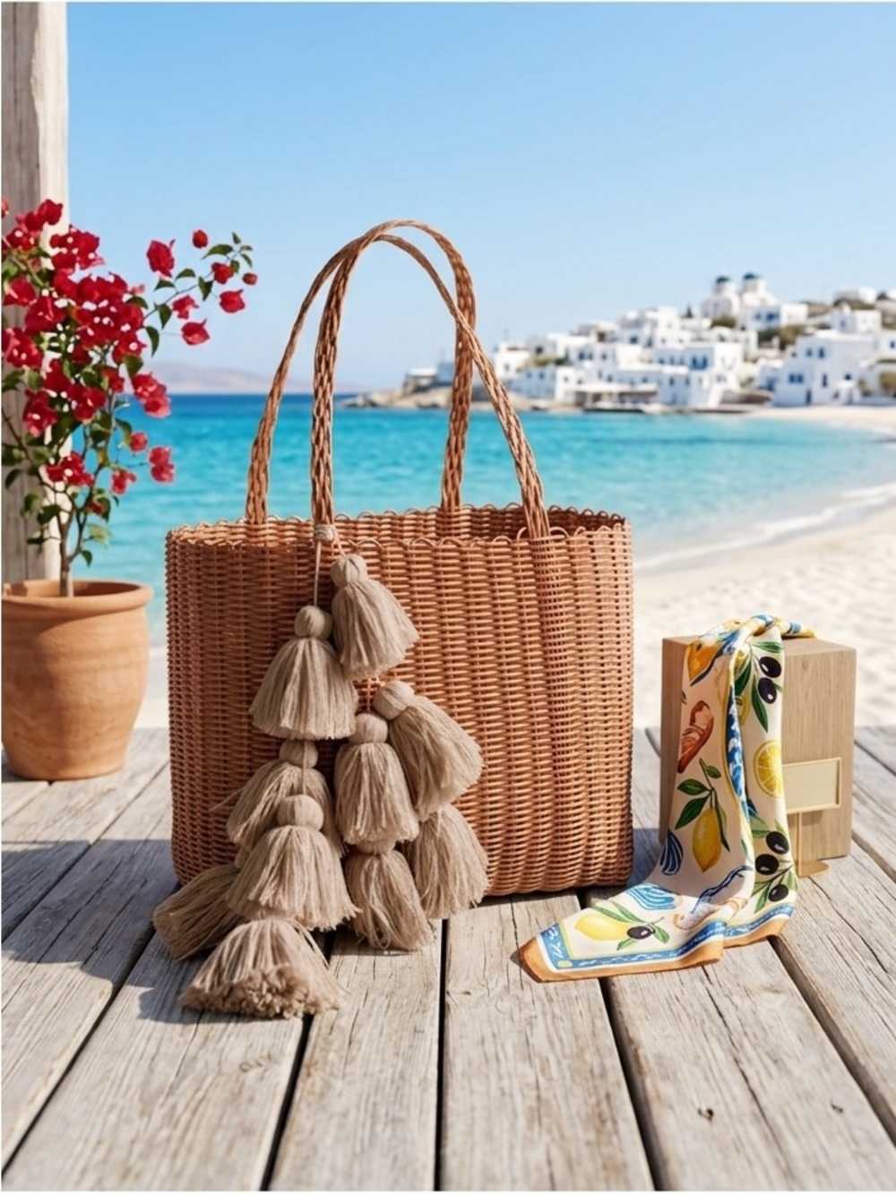 Boho Chic Woven Summer Tote Bag – Spacious & Durable Beach/Vacation Handba